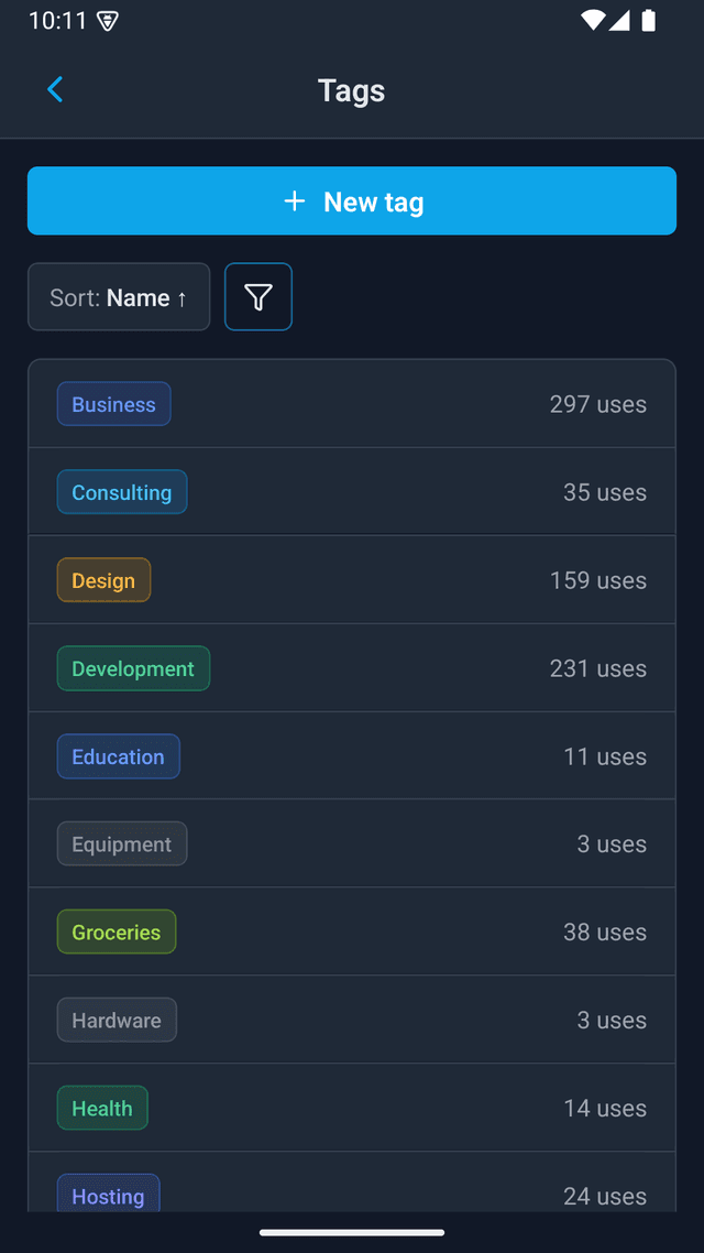 Managing tags on mobile