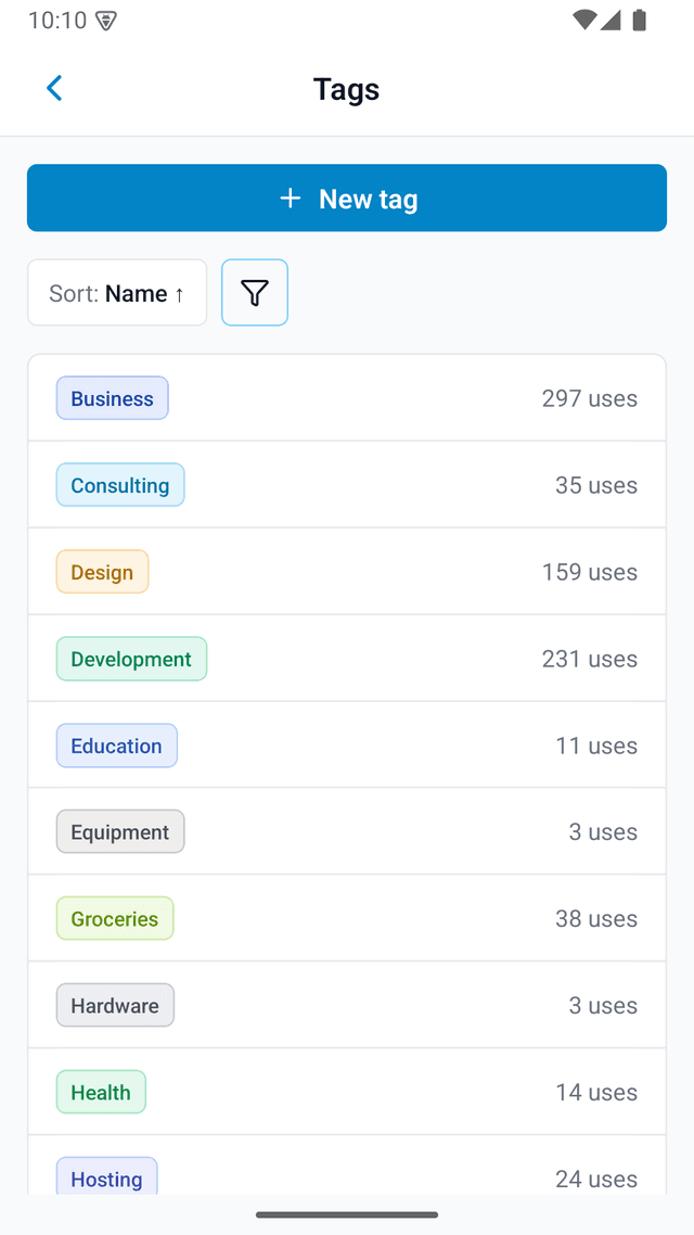Managing tags on mobile